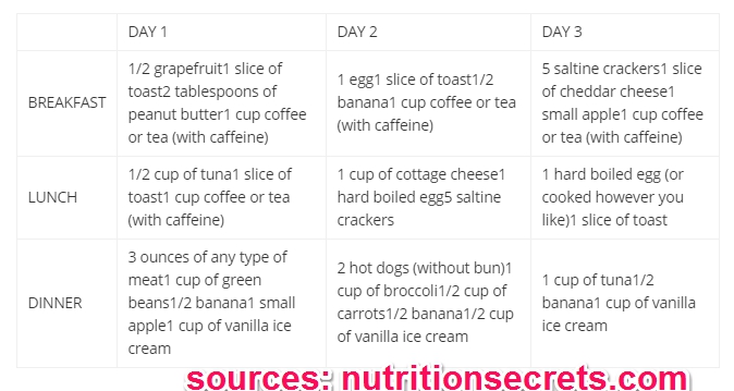 3 Day Army Diet Meals